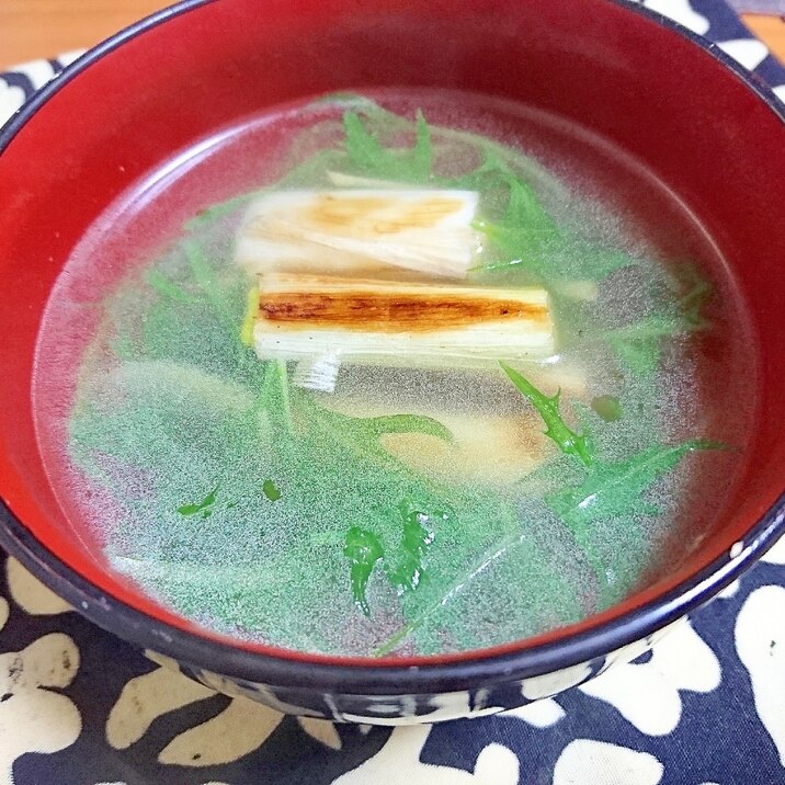 焼き長葱の中華スープ